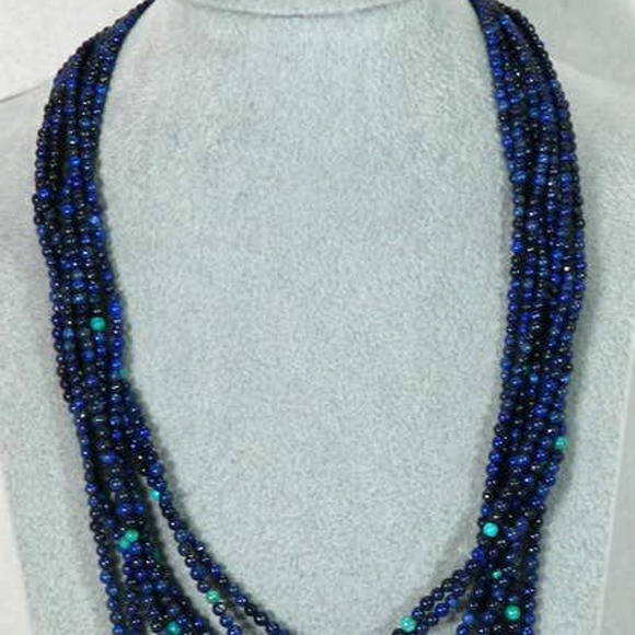JAY KING STERLING SILVER LAPIS TURQUOISE MULTI  STRAND BEAD NECKLACE 925 - Picture 2 of 8